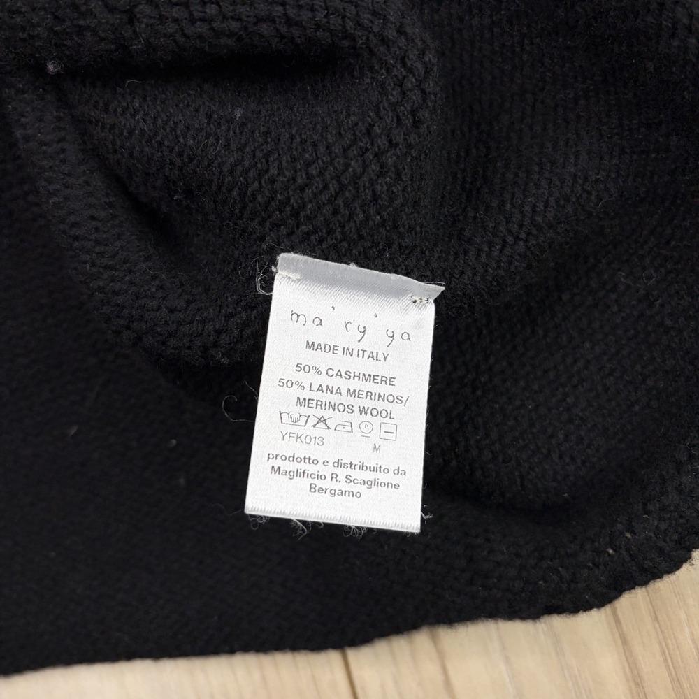 Ma'ry 'Ya Women's Large Cashmere Merino Wool Knit Cardigan Sweater Black Italy - Picture 5 of 5